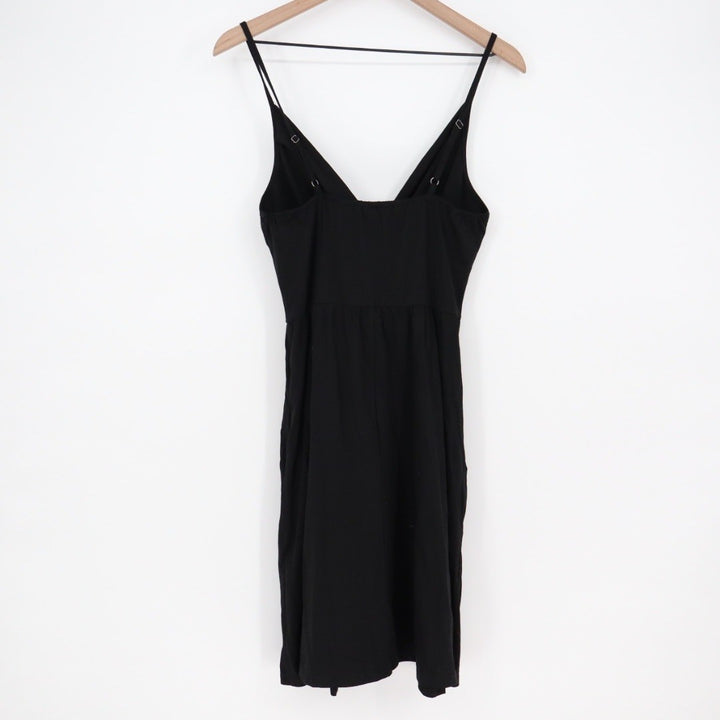Newshows Black V Neck Spaghetti Strap Wrap Midi Dress Size S