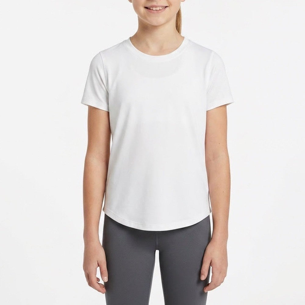 DSG Girls Movement Tee Pure White Athletic Short Sleeve Shirt Size S 8-9