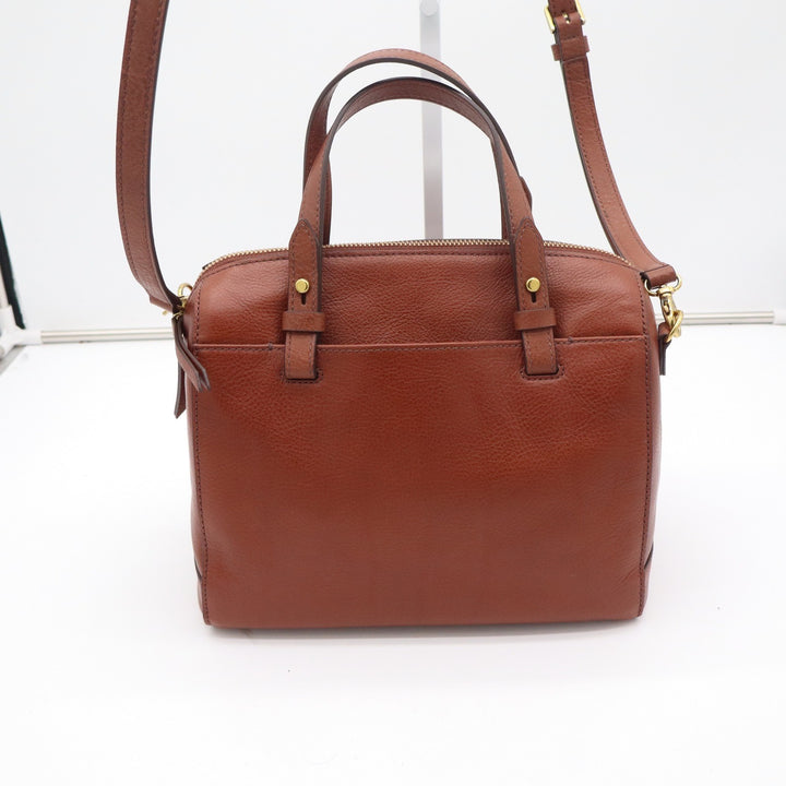 Fossil Rachel Satchel Brown Leather Crossbody Bag New