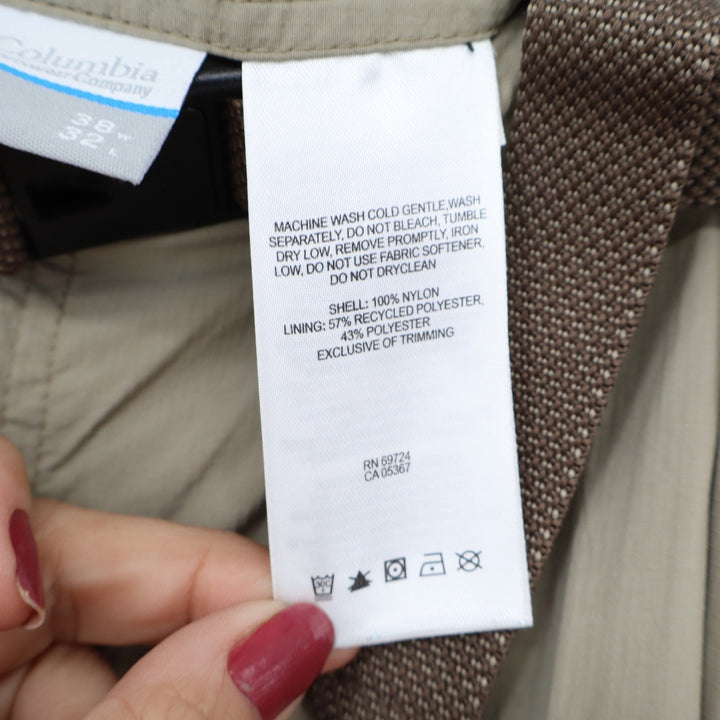 Columbia Cargo Pants Mens 38x32 Omni-Shade Tan Sun Protection Belted Excellent