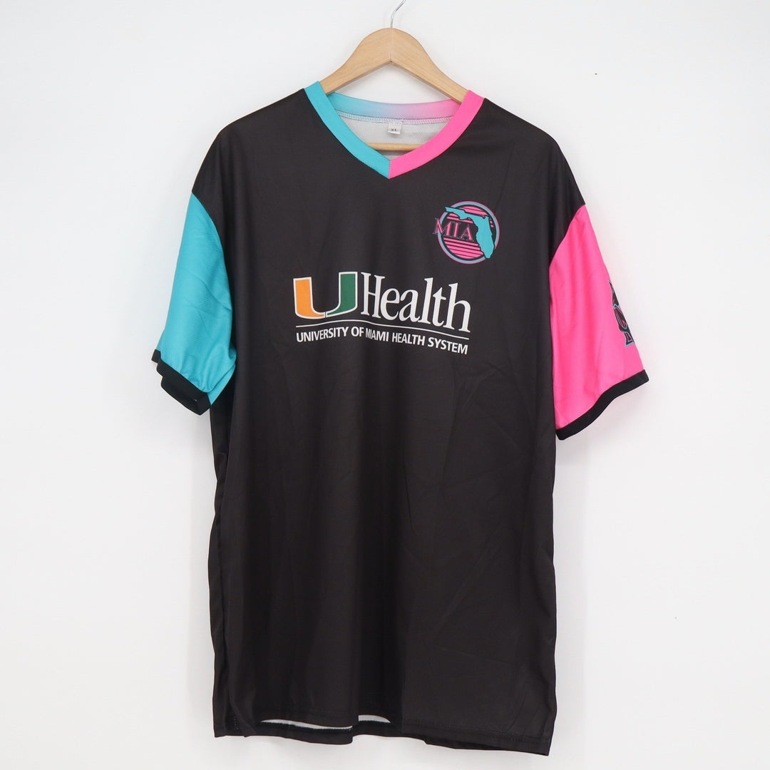 Miami Marlins UHealth Vice City Jersey Black Pink Teal Mens XL