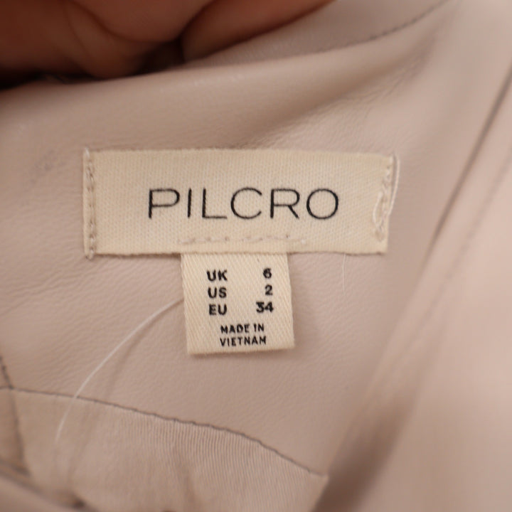 Pilcro Anthropologie Faux Leather Shift Dress Beige Mini Size 2 NWT
