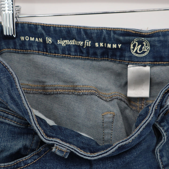 N62 Womens Signature Fit Skinny Jeans Blue Velvet Side Stripe Size 18 Plus