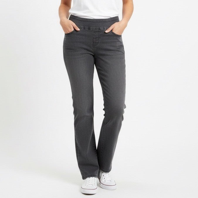 Jag Jeans Womens 16 Gray Denim Cotton Stretch Pockets Elastic Waist Straight Leg