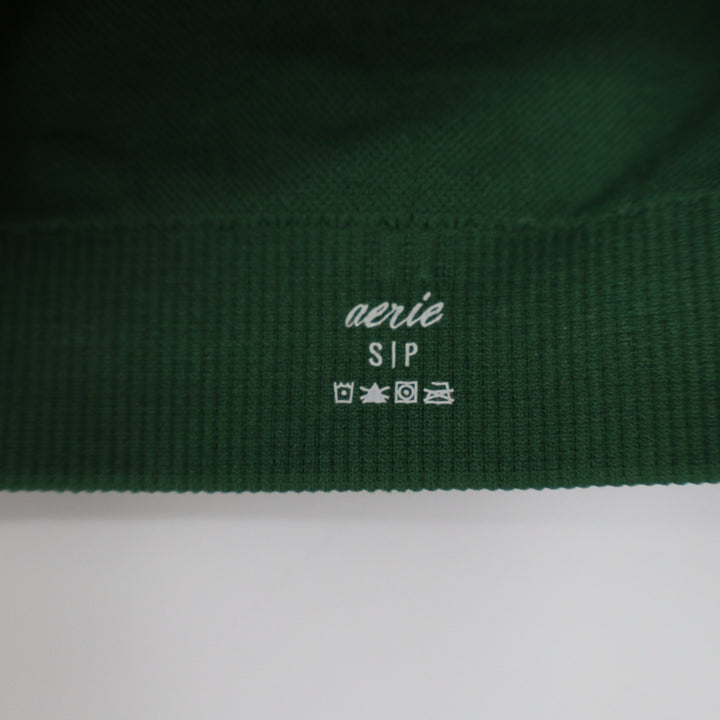 Aerie Green Ribbed O-Ring Bralette Seamless Adjustable Straps Small