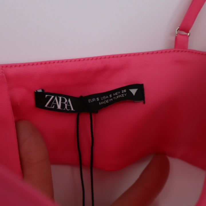 Zara Bra Womens Small Pink Buster Stretch Back Button Underwire Spaghetti Strap
