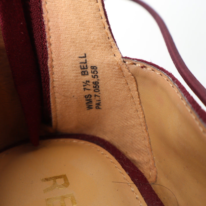 Report Flats Womens 7.5 Bell Burgundy Lace Up Pointed Toe Faux Suede Excellent