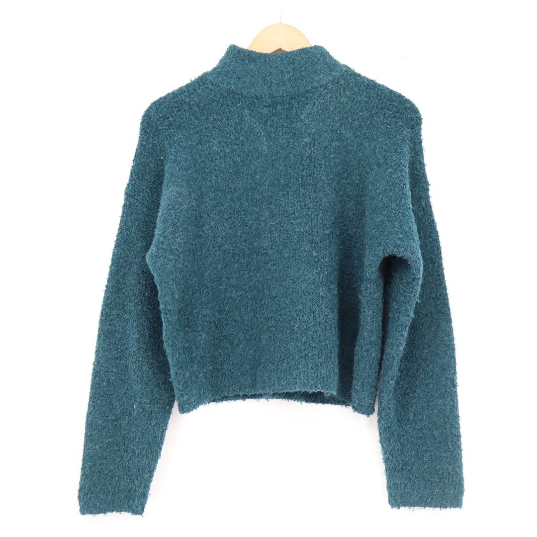 Universal Thread Teal Mock Neck Fuzzy Boucle Knit Sweater XS