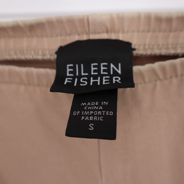 Eileen Fisher Ankle Trousers Womens S Beige Elastic Waist Side Zip Straight Leg