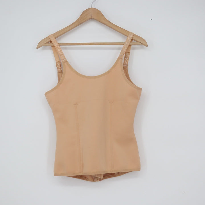 Womens Beige Compression Shapewear Tank Top Back Zipper Tummy Control XL