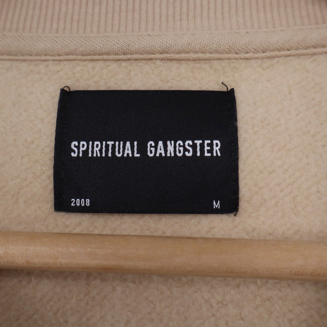 Spiritual Gangster Tan Cotton Fleece Crewneck Graphic Sweatshirt Size M