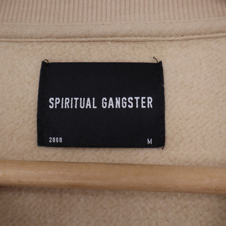Spiritual Gangster Tan Cotton Fleece Crewneck Graphic Sweatshirt Size M