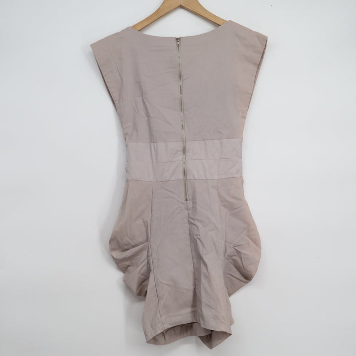 Mustard Seed LuLus Taupe Embroidered Tulip Mini Dress Size M Sleeveless