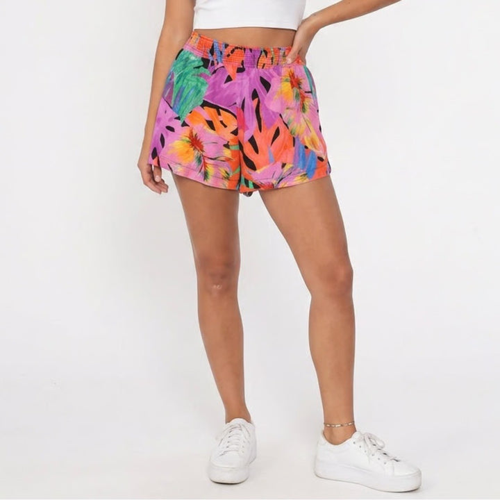 Soma XXL Tropical Print Lounge Shorts Multicolor Botanical Rayon Blend SSA081