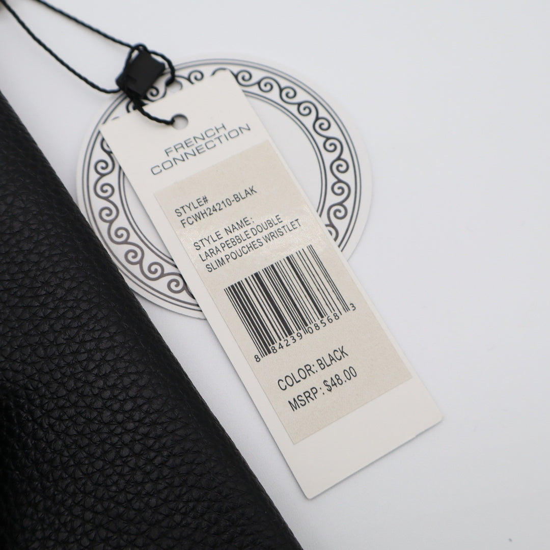 French Connection Lara Pebble Double Slim Pouches Wristlet Black