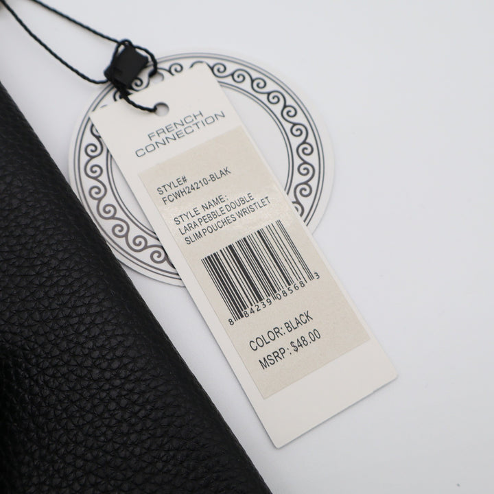 French Connection Lara Pebble Double Slim Pouches Wristlet Black