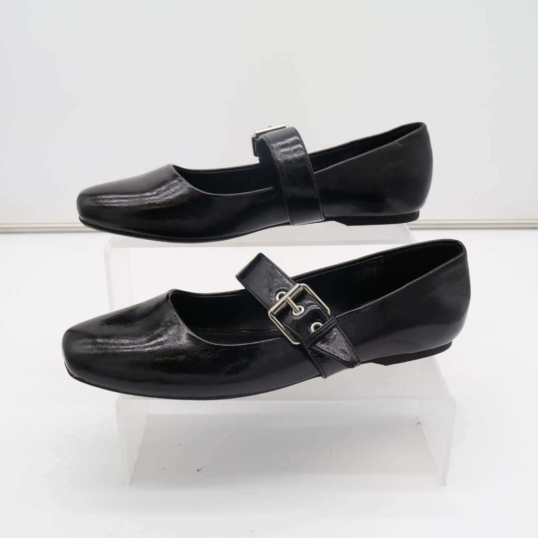 Dolce Vita Marcello Ballet Flat Womens US 8.5 Black Leather Buckle Strap Shoes