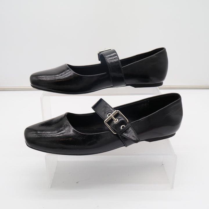 Dolce Vita Marcello Ballet Flat Womens US 8.5 Black Leather Buckle Strap Shoes
