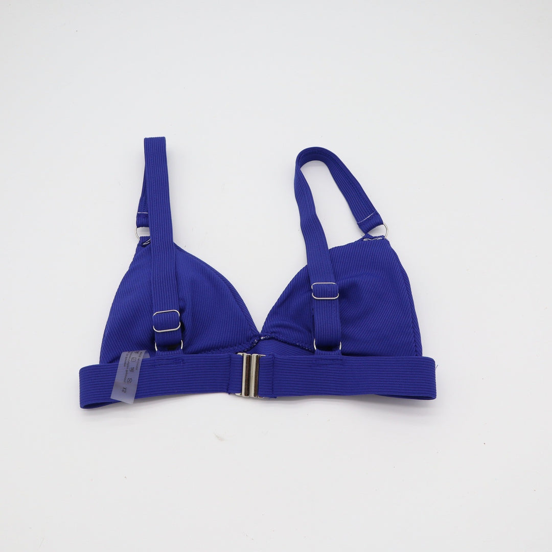 Unbranded Bikini Top Womens XS Blue Ribbed Triangle Adjustable Excellent