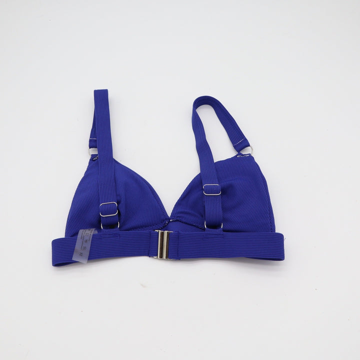 Unbranded Bikini Top Womens XS Blue Ribbed Triangle Adjustable Excellent