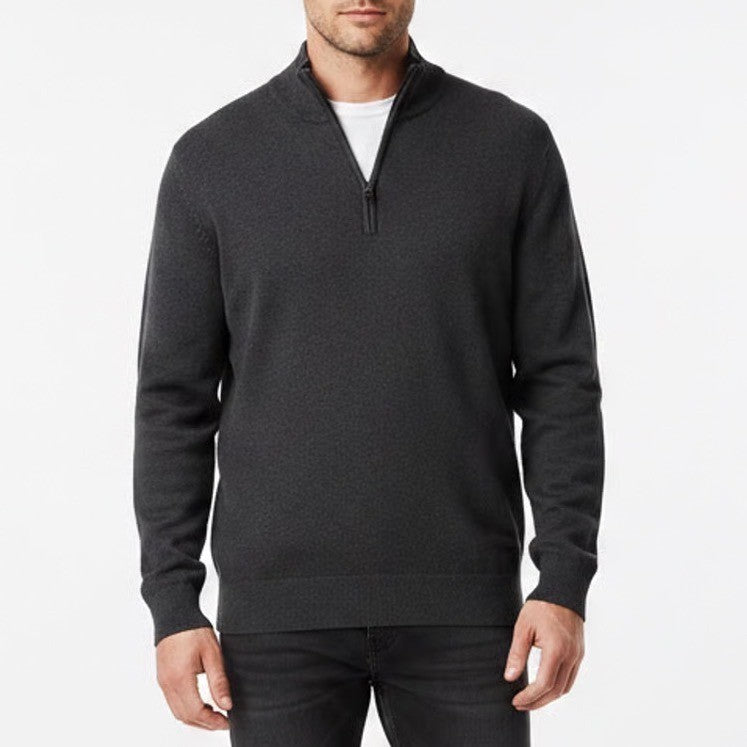 Jos. A. Bank Sweater Mens 3X Charcoal Gray Wool Tight Knit 1/4 Zip Long Sleeve