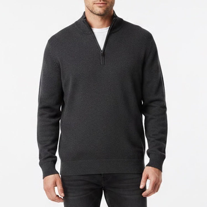 Jos. A. Bank Sweater Mens 3X Charcoal Gray Wool Tight Knit 1/4 Zip Long Sleeve