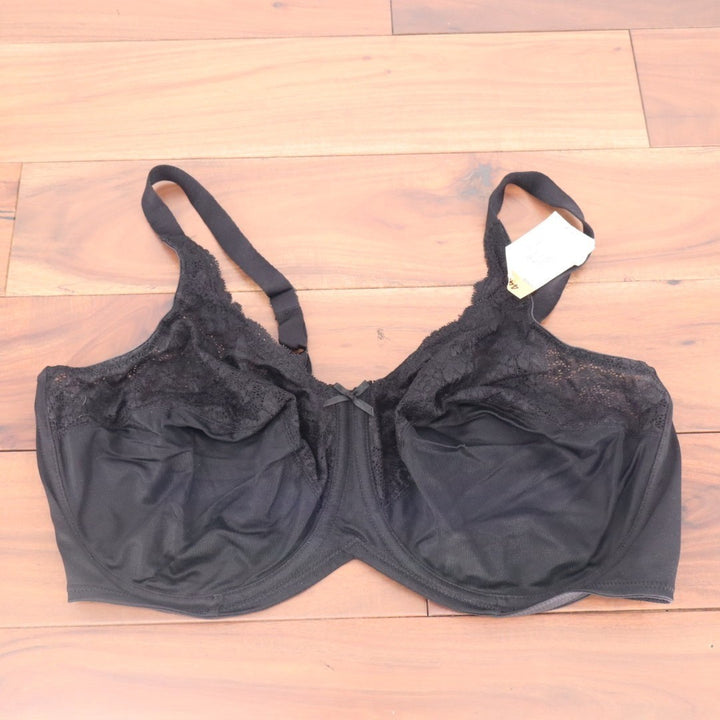 Lilyette by Bali Comfort Lace Minimizer Underwire Bra Womens 44D Black Nylon