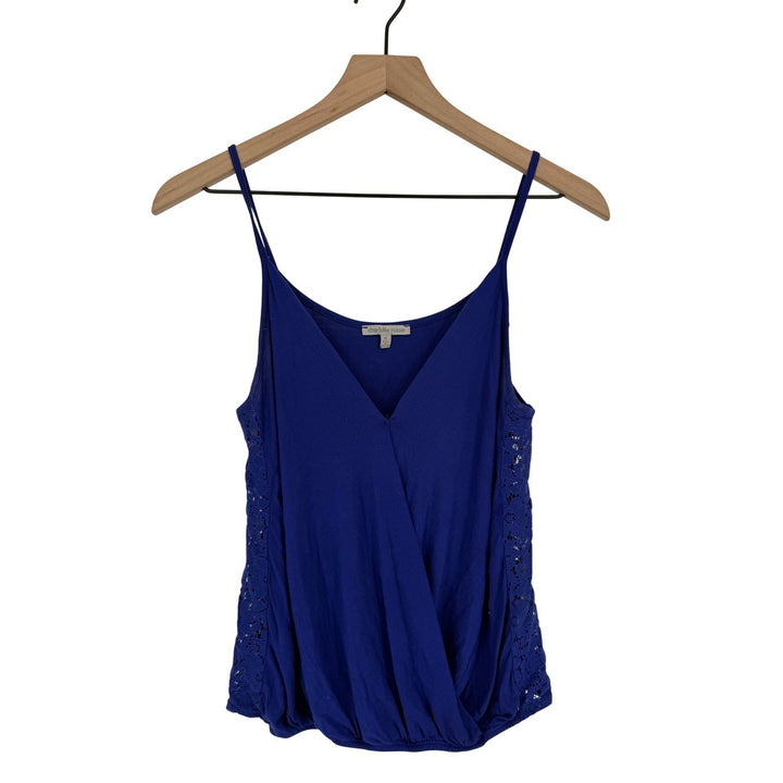 Charlotte Russe Royal Blue Lace Inset Wrap Front Tank Top Size Medium