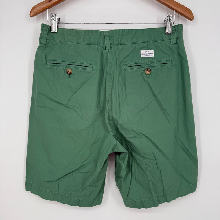 Vineyard Vines Club Shorts Mens 30 Earthy Green Cotton Logo Golf Performance