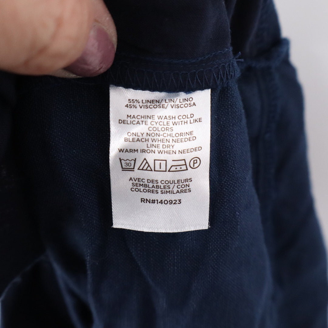LOFT Navy Blue Linen Blend Wide Leg Tie Back Jumpsuit Size 16 Sleeveless High