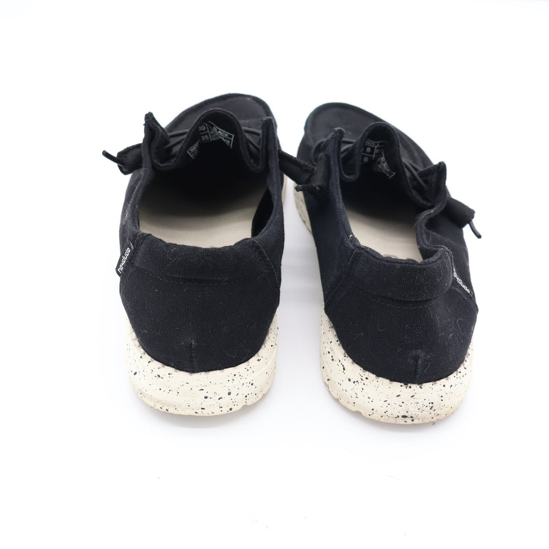 Hey Dude Wendy L Black Canvas Slip On Loafers Womens Size 8