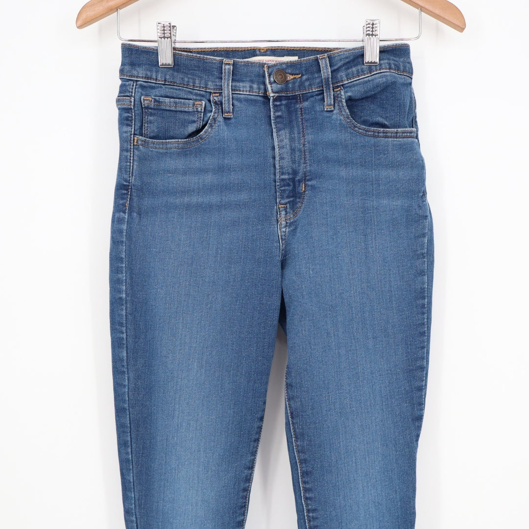 Levi's 720 High Rise Super Skinny Jeans Womens 27 Blue Whiskered Denim Stretch