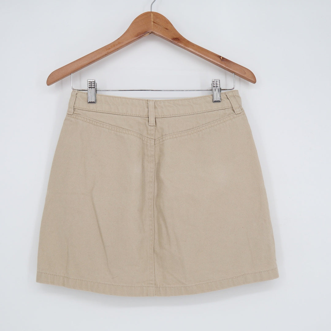 Refuge Tan Khaki Denim Button Front Mini Skirt Size S