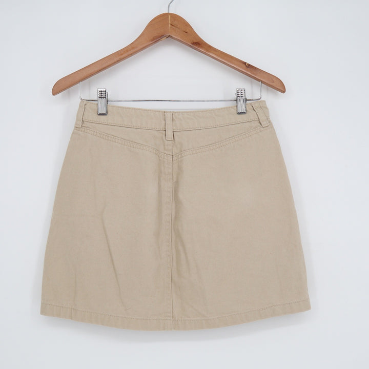 Refuge Tan Khaki Denim Button Front Mini Skirt Size S