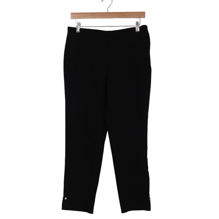 Counterparts Black Pull On Ankle Pants Rhinestone Button Hem Size M