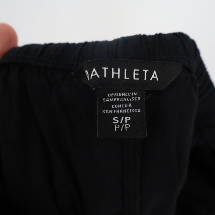 Athleta Track Pants Womens Small Black Stretch Slash Pockets Drawstring Wide Leg