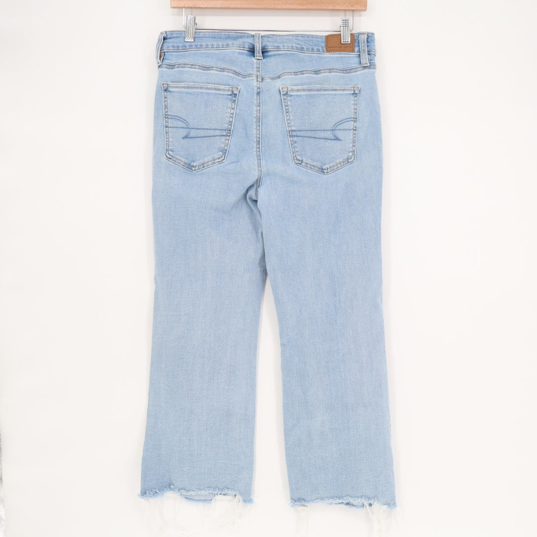 American Eagle Outfitters Jeans Womens 8 Blue Denim Next Level Stretch Raw Hem