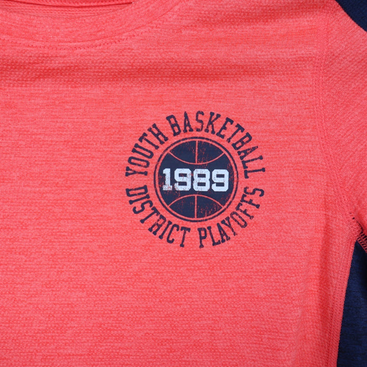 DSG Boys Small 8-9 Pieced Graphic Movement Tee Cabana Coral Navy Basketball 1989