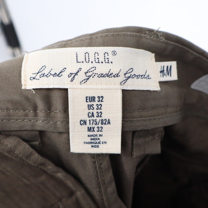 LOGG H M Mens Khaki Chino Pants Slim Fit Size 32 Waist 17 Inseam 28