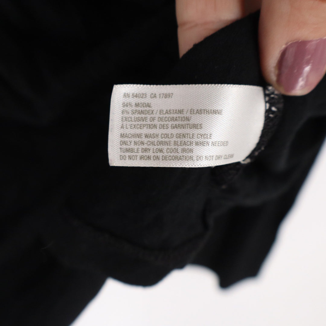 GapBody Womens Black Modal Blend V-Neck Long Sleeve Top Size L