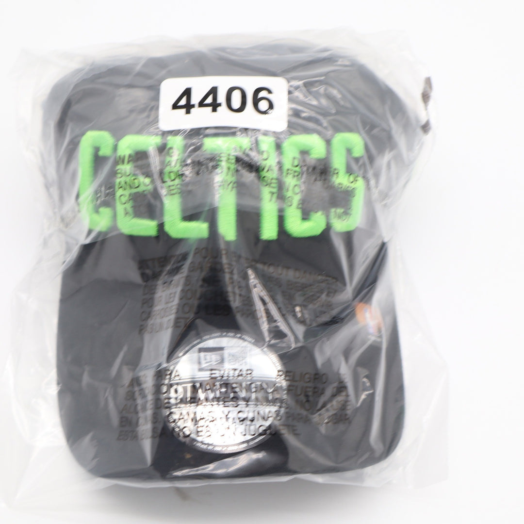 New Era 9TWENTY Boston Celtics Hat Black Neon Green Adjustable NBA Cap