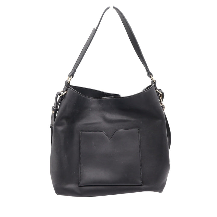 Kelly & Katie Black Faux Leather Hobo Bag Tassel Charm Crossbody