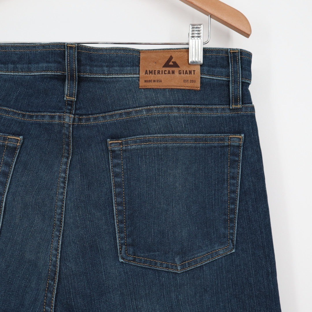 American Giant Dakota Stretch Denim Straight Fit Jeans Dark Wash Mens 32X34
