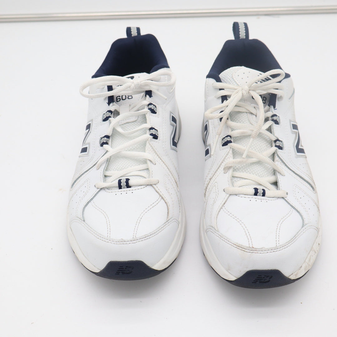 New Balance 608v5 Mens White Navy Leather Training Shoes Size 11 2E