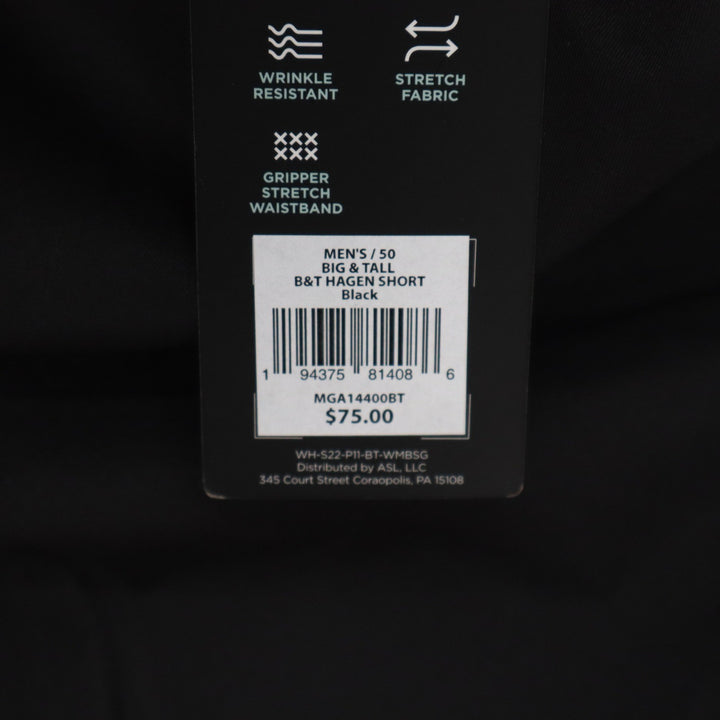 Walter Hagen Mens Big and Tall Golf Shorts Black 50 Wrinkle Resistant
