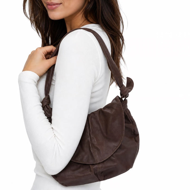 North Country Leather Shoulder Bag Womens OS Brown Knotted Strap Boho Excellent