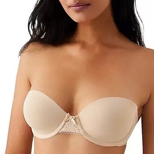 B.tempt'd Modern Method Strapless Bra Womens 32A Nude Stretch Underwire Padded