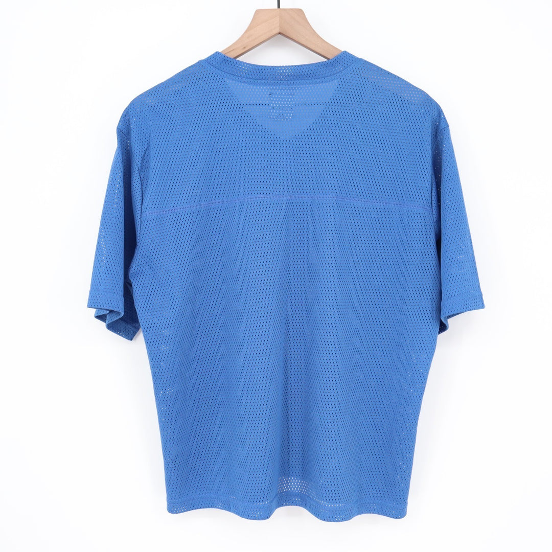 RSQ Football Crop Jersey Womens Small Blue Mesh V-Neck Short Sleeve Pullover