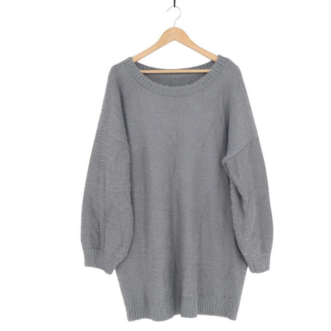 Sweater Womens XL Charcoal Gray Drop Shoulder Long Sleeve Round Neck Pullover
