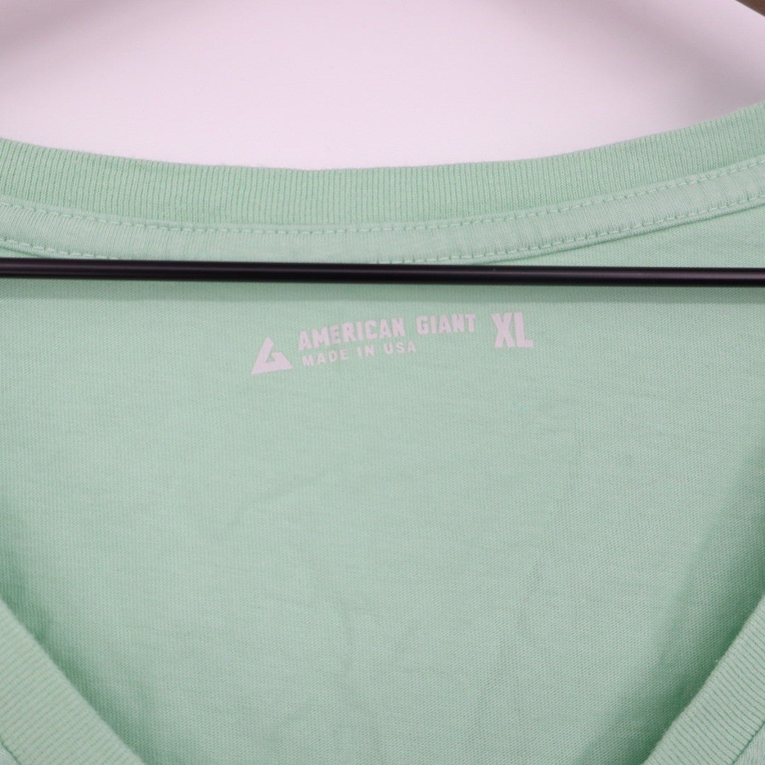 American Giant XL Seafoam Green V Neck T Shirt Made in USA Cotton